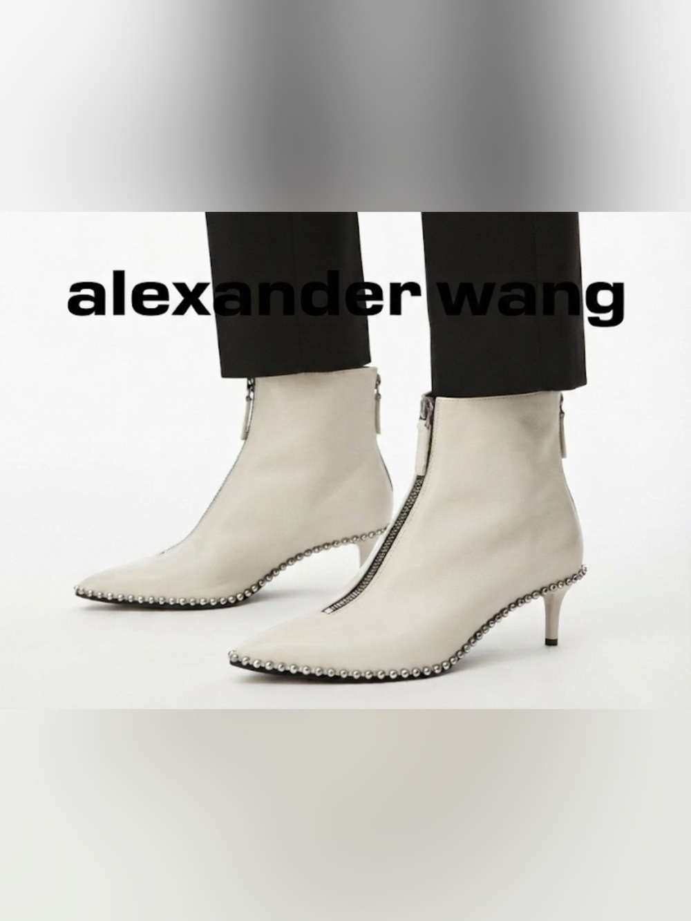 New authentic Alexander Wang luxury designer leather ankle boots sz 7 display